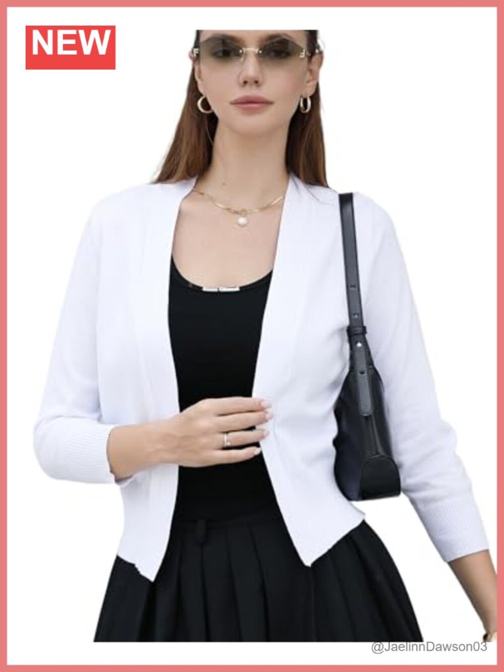Cropped Cardigan Sweater V-Neck Lightweight Knit 3/4 Sleeve Shrug
